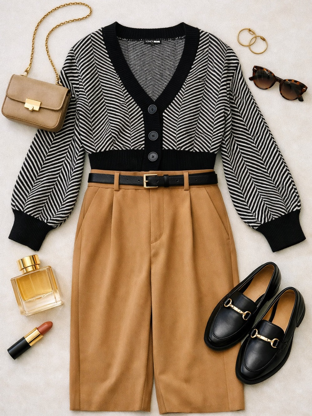 Fashion Nova Black & White V-Neck Cropped Button Sweater Vest